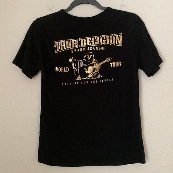 Vintage True Religion Girls Budda Logo T-Shirt Size L/ 14-16 - Picture 1 of 10